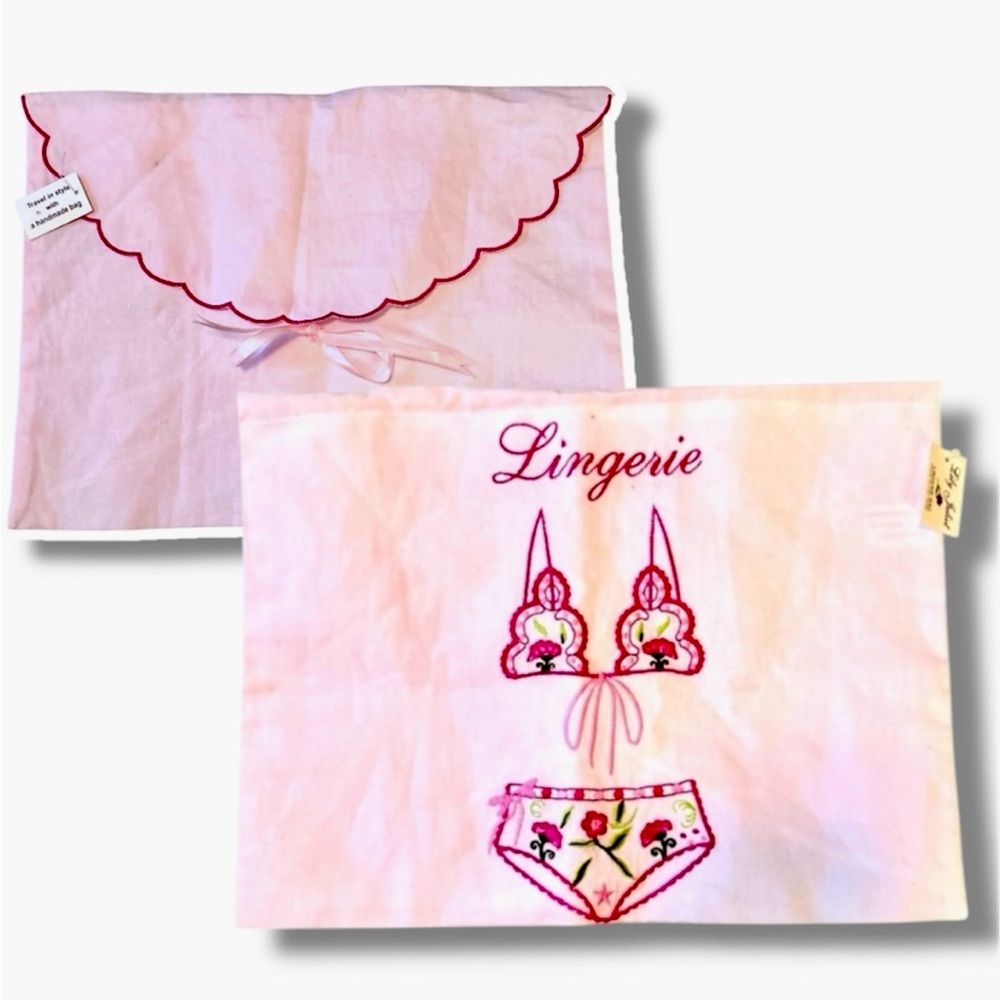 Lily Juliet Handmade Lingerie Travel Bag Lovely Pink 100% Cotton